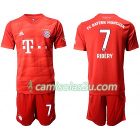 Camisolas de Futebol FC Bayern München RIBERY 7 Criança Equipamento Principal 2019/20 Manga Curta